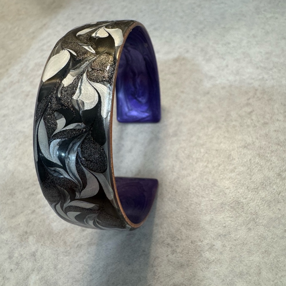 Ava  Austin- Black and Silver Swirl Bangle with Purple Interior-Ava Austin